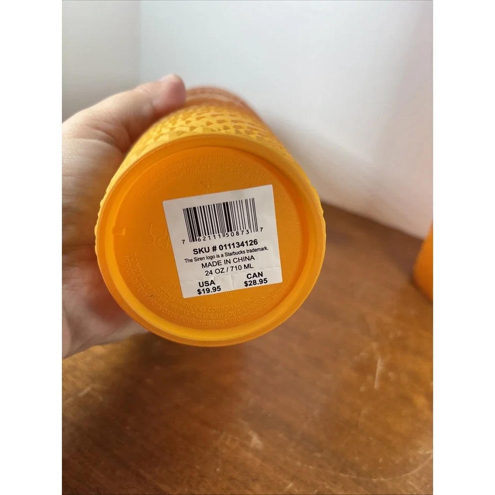 Starbucks Summer 2022 Cold Cup Venti‎ 24oz Yellow Mango Ombre Jeweled Tumbler